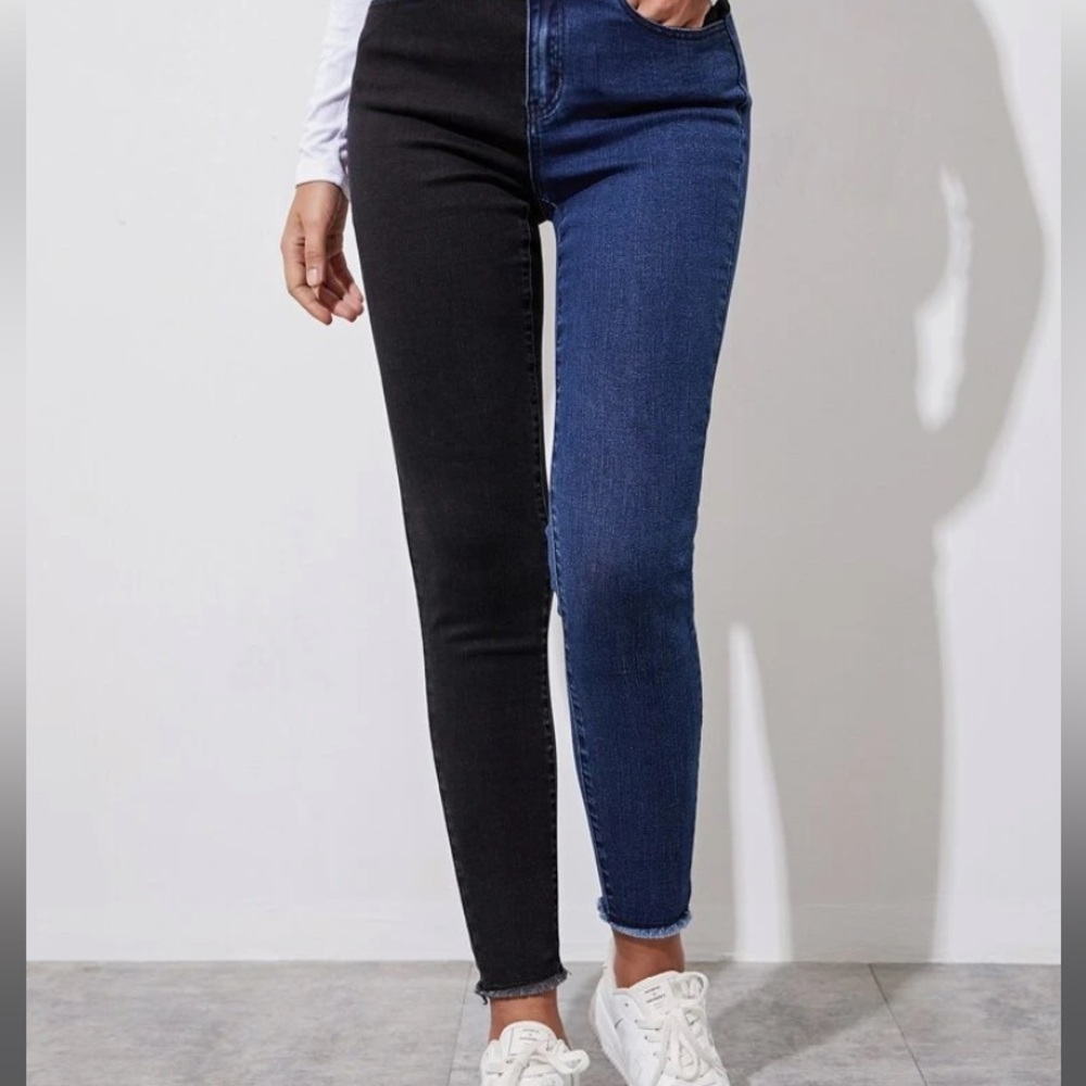 PRINCESS POLLY HALF BLACK HALF JEAN PANTS